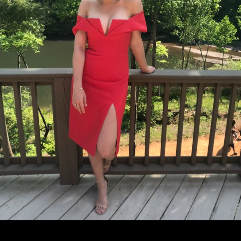 BCBG MaxAzria Hot Pink formal midi dress